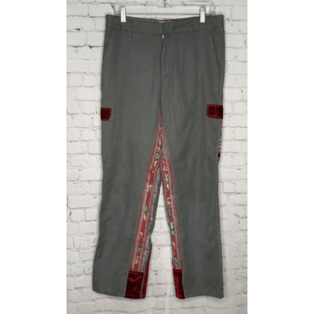 VTG Old Navy Y2K‎ Unisex Size 32X32 Gray Boho Patchwork Straight Leg Cargo Pants